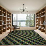 Green Navy Plaid Check Area Rug