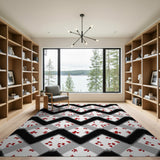 Red Maple Leaf Zigzag Area Rug