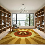 Geometric Modern Orange Radiant Sunburst Geometric Area Rug