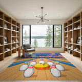 Vibrant Cartoon Bowling Alley Area Rug