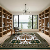 Green Gold Persian Border Area Rug