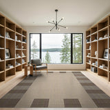 Beige Brown Woven Grid Area Rug