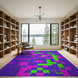 Vibrant Geometric Puzzle Grid Area Rug