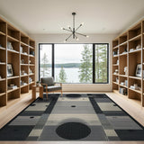 Geometric Black White Modern Area Rug