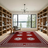 Red Floral Medallion Area Rug with Lace Border