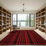 Red Geometric Modern Bold Red Black Plaid Area Rug