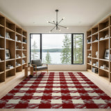 Rustic Red Gingham Check Area Rug