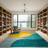 Teal Sunny Yellow Modern Wave Area Rug