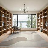 Abstract Wavy Neutral Abstract Area Rug