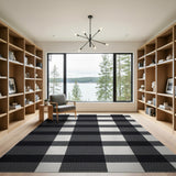 Bold Black White Buffalo Check Woven Rug