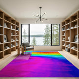 Vibrant Stacked Rainbow Block Area Rug