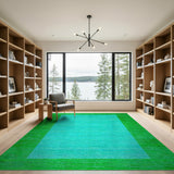 Teal Green Striped Distressed Area Rug