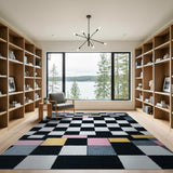 Multi-Color Checkerboard Geometric Area Rug