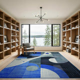 Modern Blue Geometric Abstract Area Rug