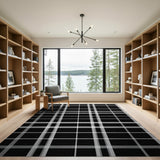 Black and White Geometric Modern Black White Plaid Check Area Rug