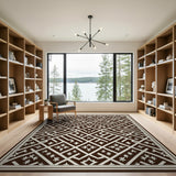 Brown Ivory Lattice Trellis Area Rug