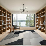 Geometric Black White Abstract Area Rug