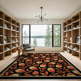 Vintage Orange Seed Pod Leaf Area Rug