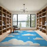 Pixelated Clouds Blue Area Rug
