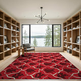 Bold Red Giraffe Silhouette Area Rug