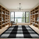 Black White Gingham Plaid Area Rug