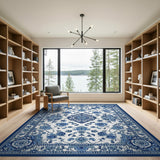 Blue White Traditional Persian Floral Area Rug