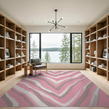 Pink Grey Wavy Chevron Area Rug