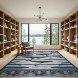 Navy Whale Ocean Coastal Area Rug