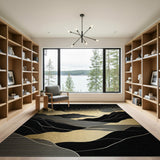 Gold Foil Mountains Night Sky Area Rug