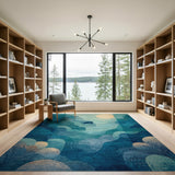 Teal Sea Turtle Layered Area Rug