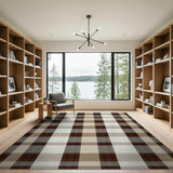 Brown Tan Plaid Rustic Farmhouse Rug