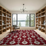 Geometric Modern Red Festive Red Snowflake Geometric Area Rug
