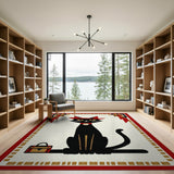 Black Cat in Red Sombrero Southwestern Rug