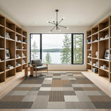 Rustic Brown Tan Patchwork Area Rug