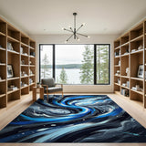 Tempest Swirl Abstract Blue Area Rug