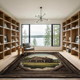 Rustic Farmhouse Cabin in Distressed Frame Rug