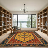 Yellow Red Traditional Persian Area Rug