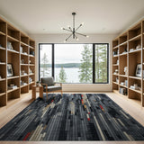 Grey Pixel Geometric Abstract Area Rug