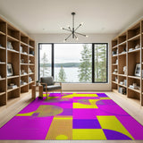 Vivid Pink Yellow Purple Geometric Area Rug