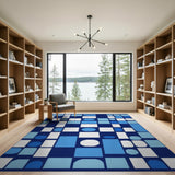Blue and Teal Modern Blue Mosaic Geometric Area Rug