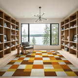 Brown Tan Distressed Vintage Patchwork Area Rug