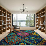 Vibrant Multi-Color Quatrefoil Persian Area Rug