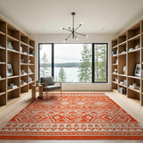Bold Orange Geometric Southwestern Rug
