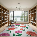 Blush Pink Coral Rose Floral Area Rug
