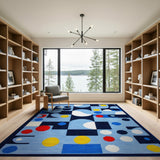 Bold Geometric Abstract Area Rug in Multi-Color