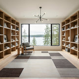 Brown Gray Geometric Block Area Rug
