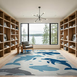 Playful Whale Dolphin Ocean Kids Area Rug