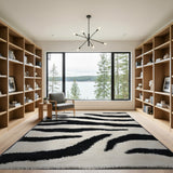 Black White Zebra Shag Area Rug