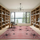 Bold Black Spider Silhouettes Red Area Rug