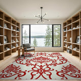 Floral Vintage Red Elegant Red Damask Floral Area Rug